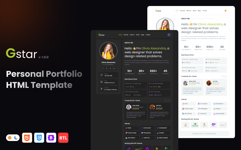 Gstar – Modèle HTML de portfolio personnel