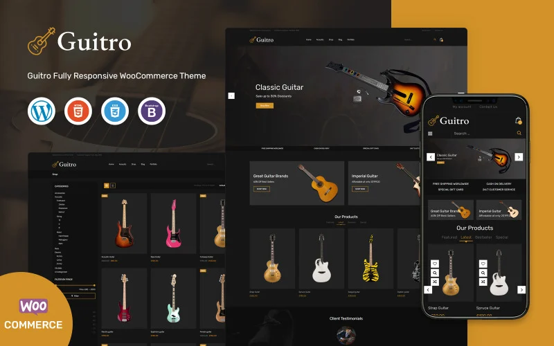 Guitro – Modèle WooCommerce pour la musique Thème WooCommerce