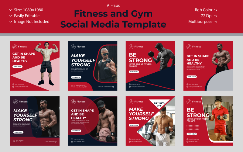 Modèle de médias sociaux pour salle de sport/fitness