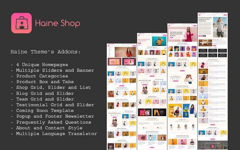 Haine – Boutique e-commerce pour la mode, les vêtements et les boutiques en ligne – Thème WordPress Elementor WooCommerce