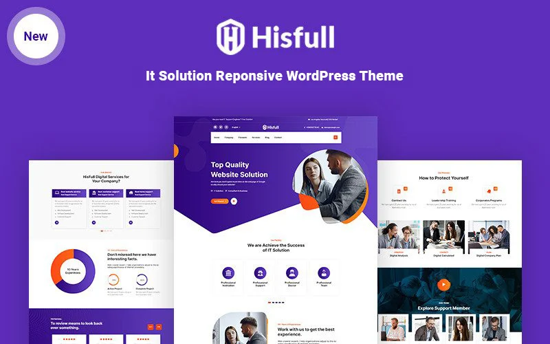 Hisfull – Thème WordPress réactif pour solutions et services informatiques
