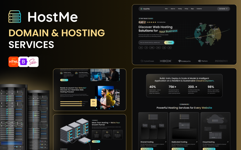 Hostme – Modèle d’hébergement Web, domaine et WHMCS HTML Modèle de site Web