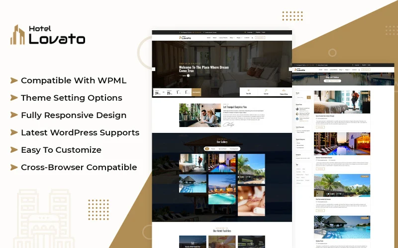 Hôtel Lovato – Thème WordPress pour réservation d’hôtels et de complexes hôteliers