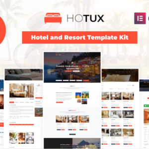 Hotux - Kit de modèles Elementor pour hôtels et complexes hôteliers