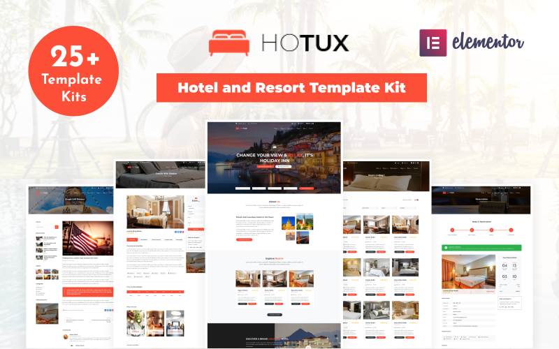 Hotux – Kit de modèles Elementor pour hôtels et complexes hôteliers