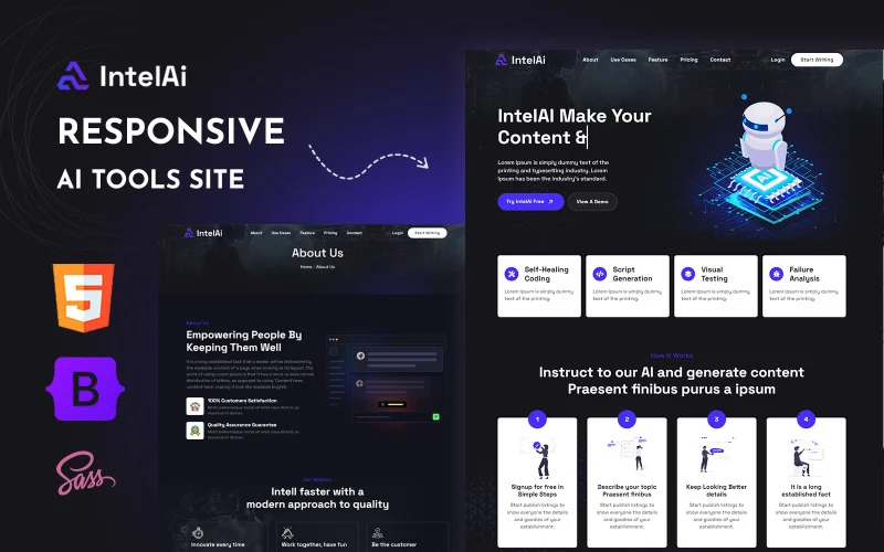 IntelAI – Modèle de site Web HTML5 sur l’intelligence artificielle et l’apprentissage automatique