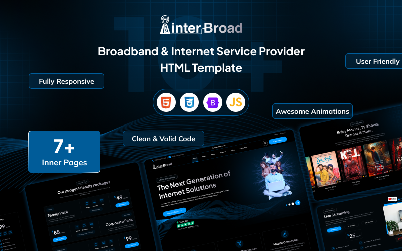 Modèle HTML de site Web pour fournisseur d’accès Internet, de services à large bande et d’hébergement