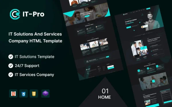 Modèle HTML5 pour site web d'ITpro – Entreprise de solutions et de services informatiques