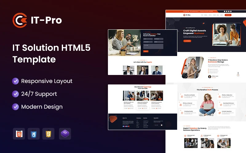 ITPRO – Modèle de site Web HTML5 de solution informatique