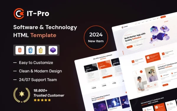 ITpro – Modèle de site Web HTML5 pour logiciels et technologies