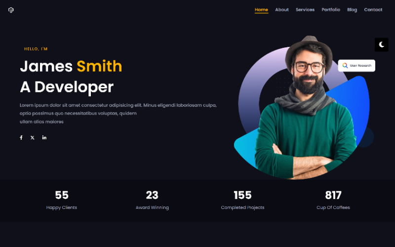 James Smith – Modèle de page de destination pour portfolio personnel
