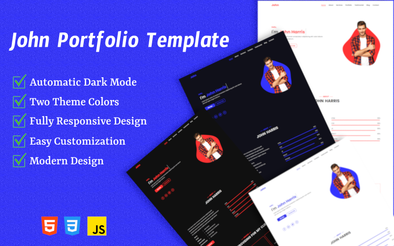 Modèle de page de destination du portfolio personnel de John
