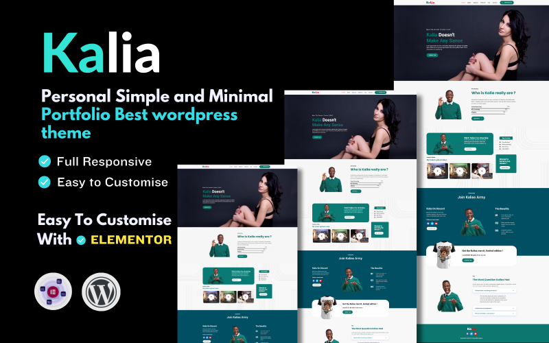 Kalia-Portfolio de créateurs de contenu et de streamers Thème WordPress Thème WordPress