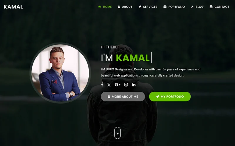 Kamal – Modèle de page de destination pour portfolio personnel