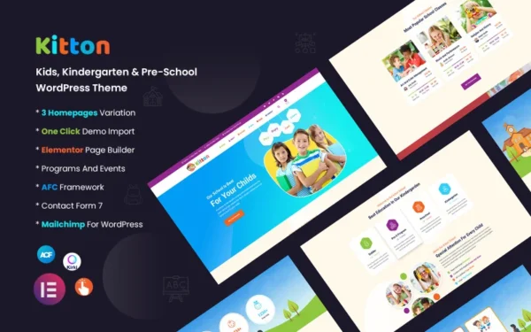Kitton - Thème WordPress pour enfants, maternelle et préscolaire