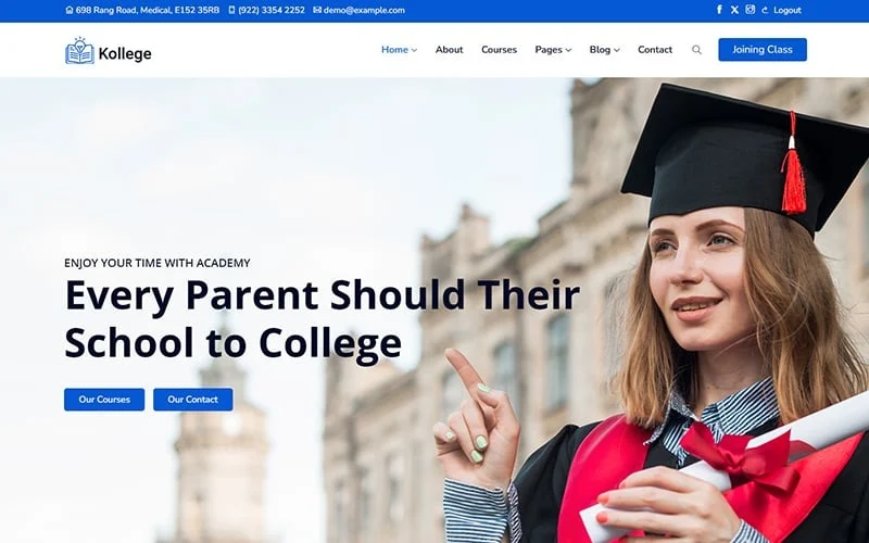 Kollege – Thème WordPress pour l’éducation, les collèges, les universités, le coaching, les écoles, les LMS et les cours en ligne