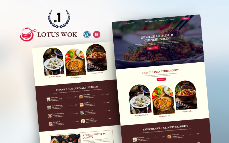 Lotus Wok — Page de destination Elementor pour restaurant chinois