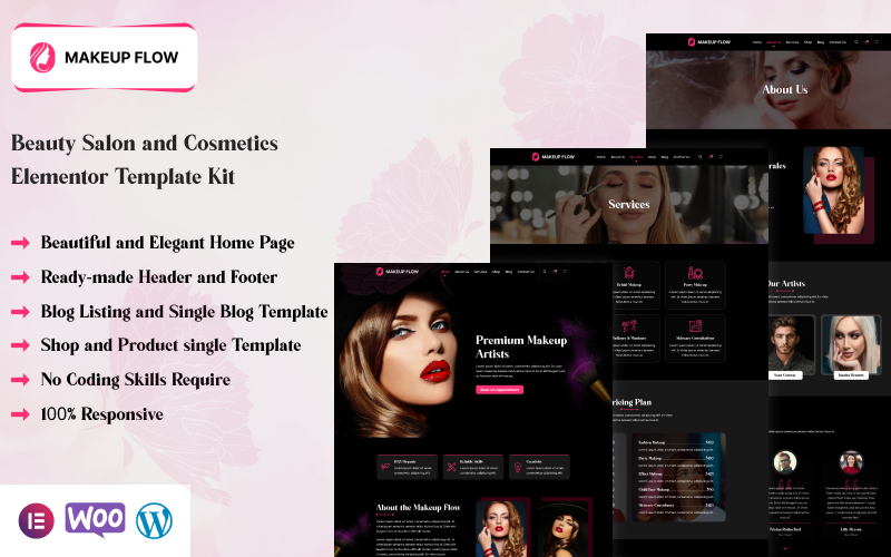 Kit Elementor de modèles pour salon de beauté et cosmétiques