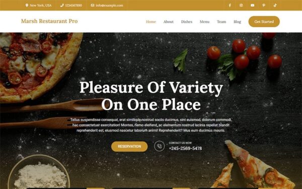 Marsh Restaurant Pro - Thème WordPress pour restaurant basé sur Elementor