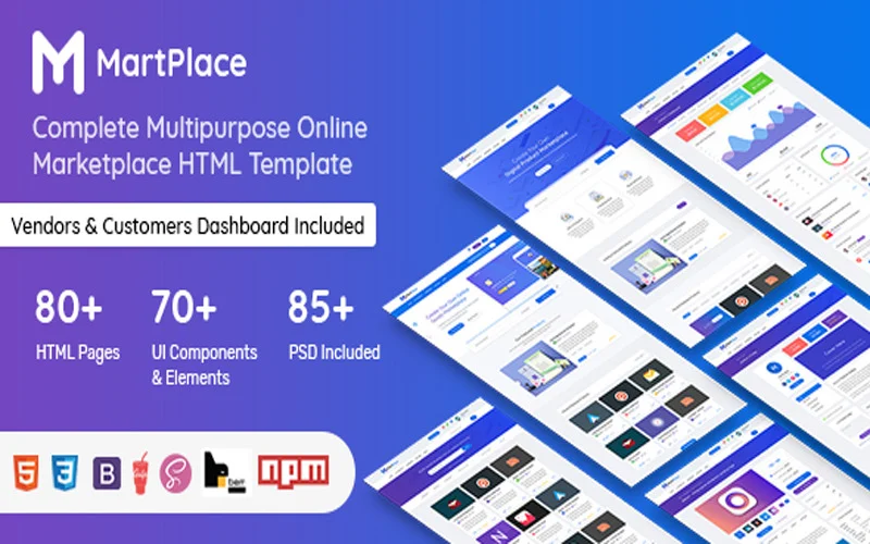 MartPlace – Modèle HTML de marché en ligne polyvalent avec tableau de bord