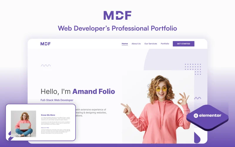 Mydevfolio V1 – Meilleur modèle de portfolio Elementor pour développeurs – Kit Elementor