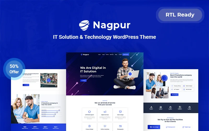 Thème WordPress réactif pour les solutions informatiques et technologiques de Nagpur