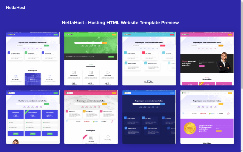 NettaHost : Modèle de site Web réactif Bootstrap pour domaine et hébergement
