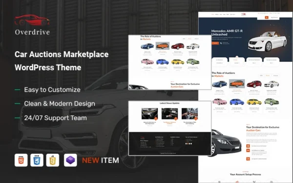 Overdrive – Thème WordPress pour les ventes aux enchères de voitures et les aciéries