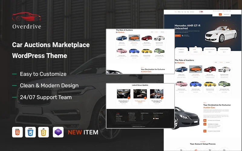 Overdrive – Thème WordPress pour les ventes aux enchères de voitures et les aciéries