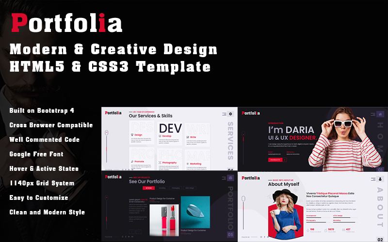 Modèle HTML de portfolio créatif pour site Web