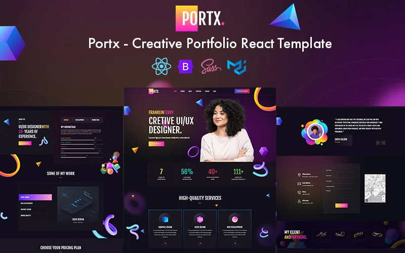 Portx – Modèle de site Web pour portfolio créatif React
