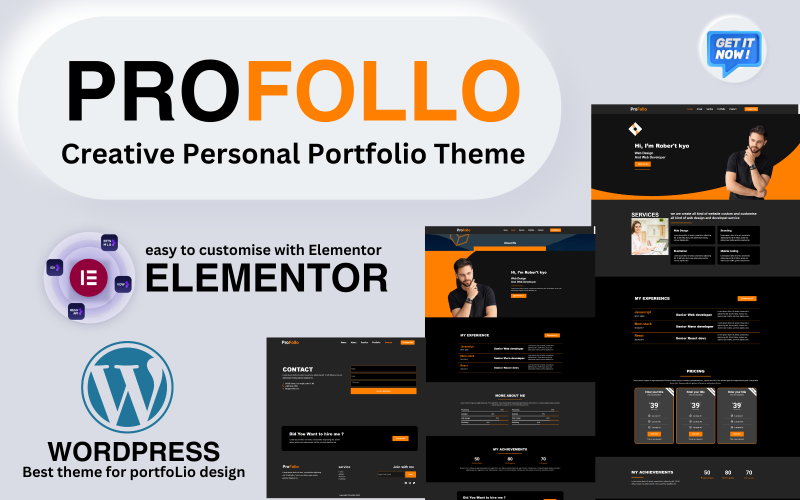 Thème WordPress pour portfolio créatif Profollo