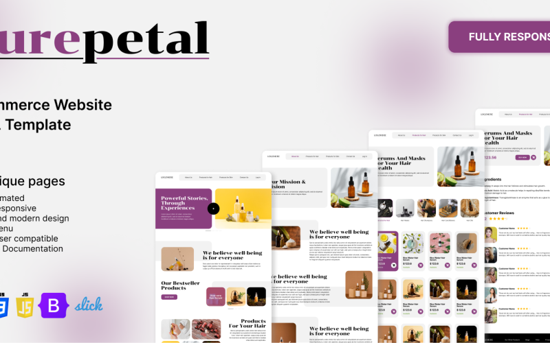 Modèle de site Web de commerce électronique PurePetal