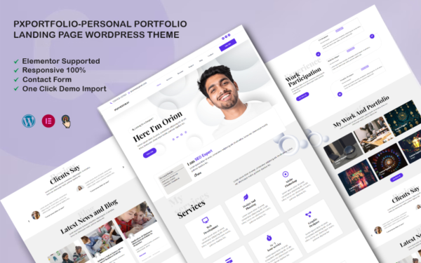 Pxportfolio - Thème WordPress pour page de destination de portfolio personnel