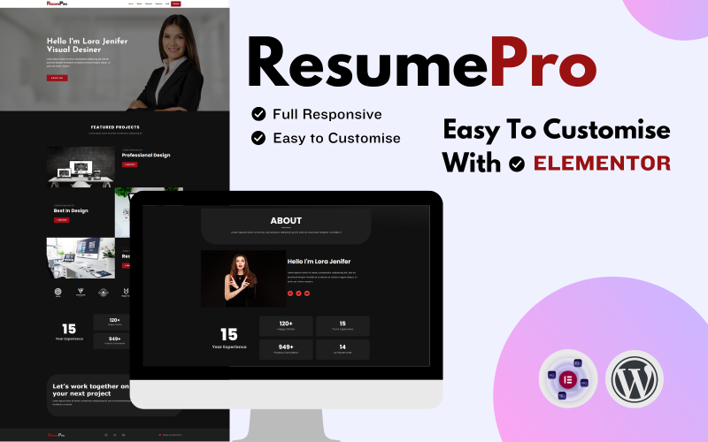Portfolio minimaliste ResumePro – Thème WordPress