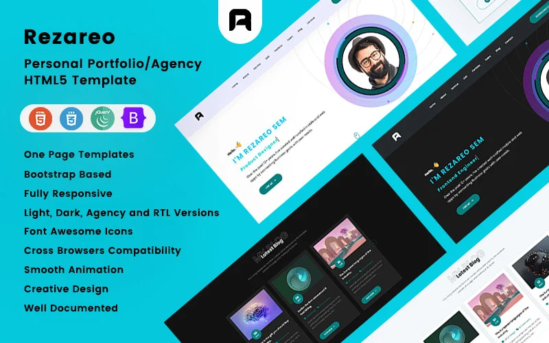 Rezareo – Modèle HTML5 pour portfolio personnel/agence