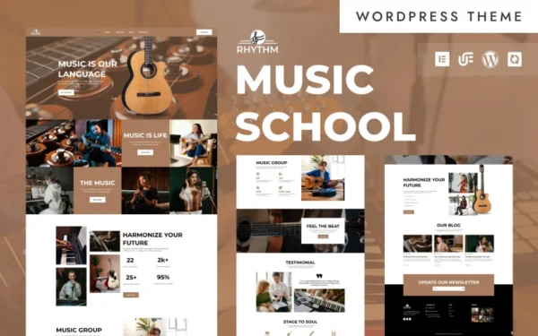 Rythme - Thème WordPress Elementor pour école de musique, académie et formation instrumentale Thème WordPress