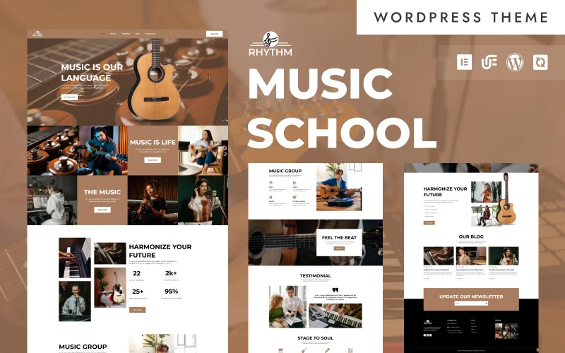 Rythme – Thème WordPress Elementor pour école de musique, académie et formation instrumentale Thème WordPress