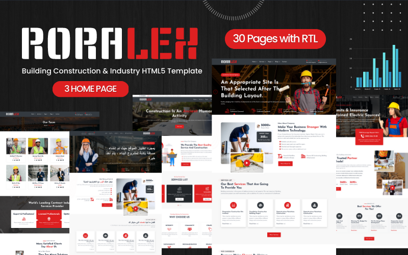 RORALEX – Modèle HTML5 pour la construction et l’industrie du bâtiment avec modèle de site Web RTL