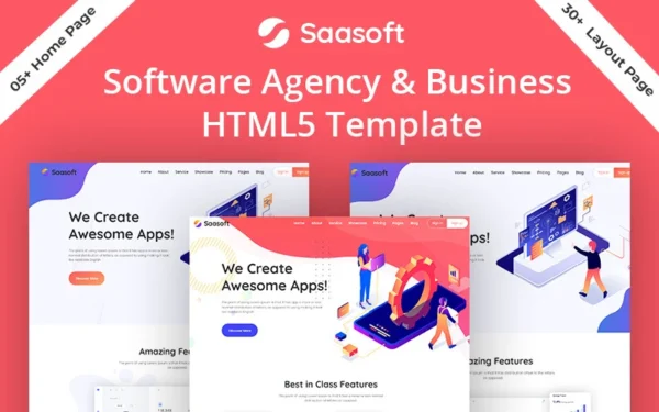Modèle de site Web pour agence de logiciels et de marketing numérique Saasoft