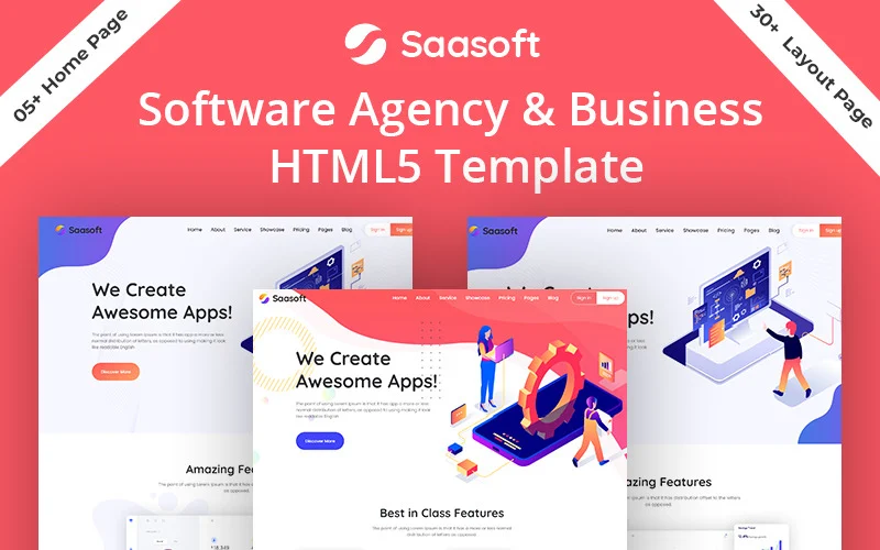 Modèle de site Web pour agence de logiciels et de marketing numérique Saasoft