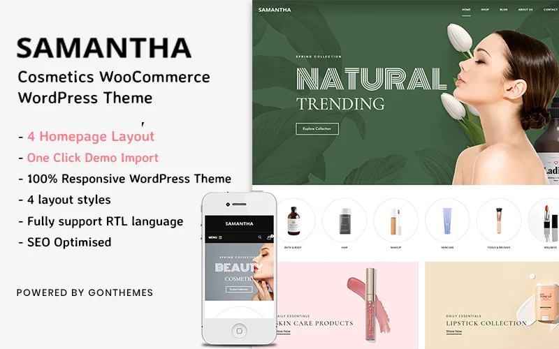 Samantha – Thème WordPress WooCommerce pour cosmétiques