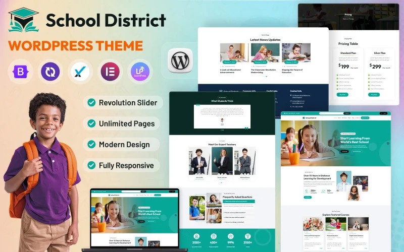 Thème WordPress Elementor pour district scolaire