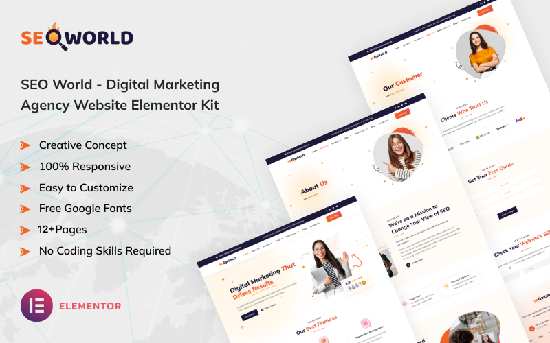SEO World – Kit Elementor pour site web d’agence de marketing numérique