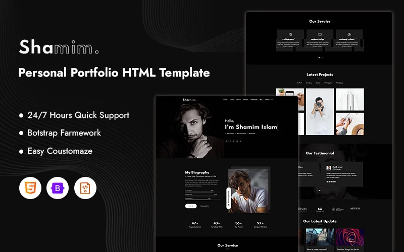 Shamim – Modèle de site Web de portfolio personnel Modèle de page de destination
