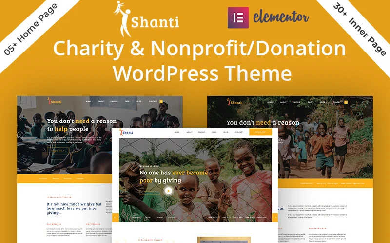 Shanti – Thème WordPress pour associations caritatives et à but non lucratif/dons