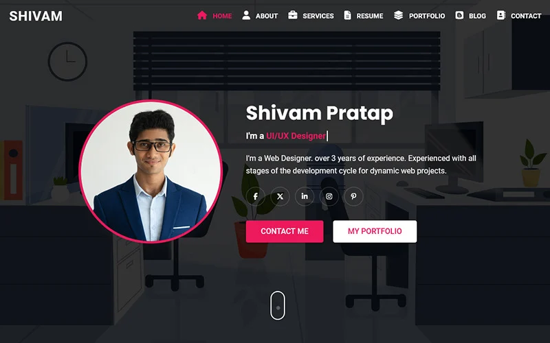 Shivam – Modèle de page de destination pour portfolio personnel et CV Modèle de page de destination