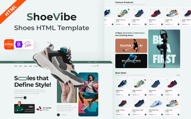 Shoe Vibe – Modèle de site Web HTML pour magasin de chaussures