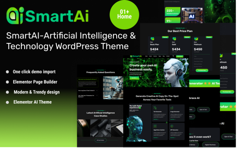Thème WordPress SmartAI – Intelligence artificielle et technologie