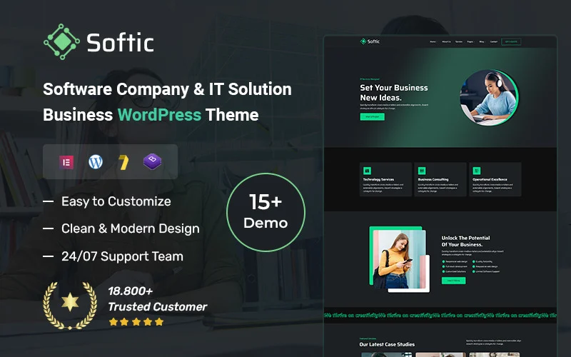 Softic – Thème WordPress pour les entreprises de logiciels et de solutions informatiques